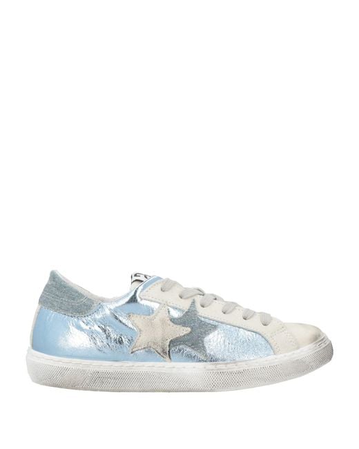 2 Star Blue Sneakers Leather, Textile Fibers
