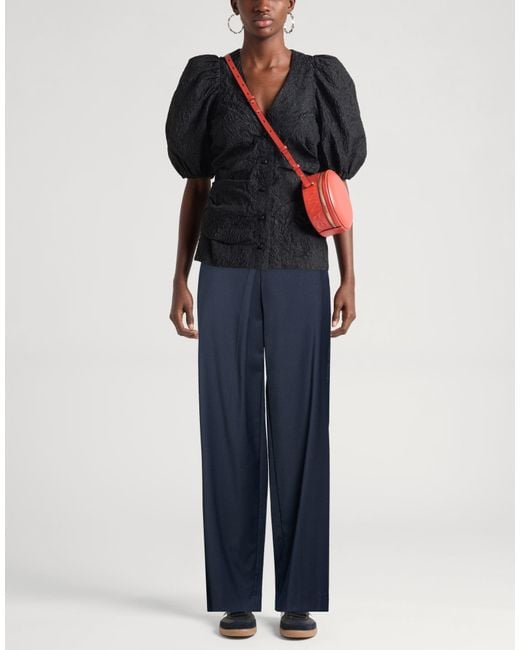 Sandro Blue Pants Polyester, Virgin Wool, Elastane