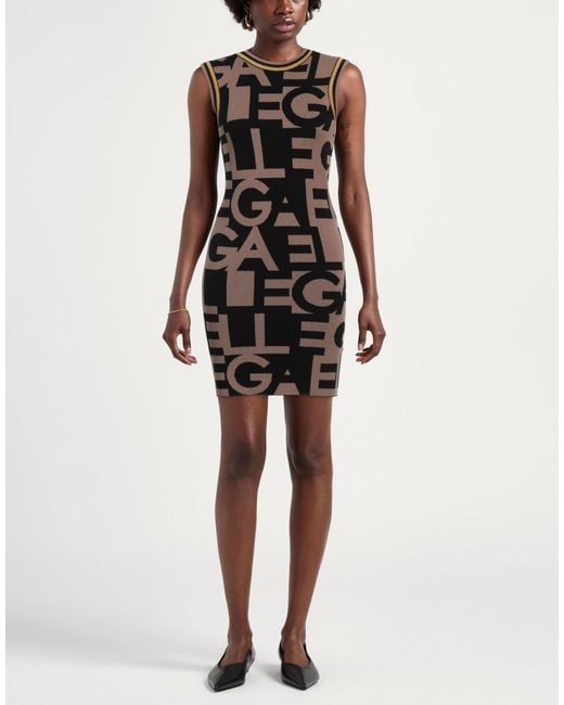 Gaelle Paris Black Camel Mini Dress Viscose, Polyester, Polyimide