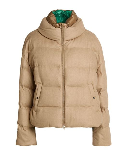Herno Natural Camel Puffer Silk, Cashmere, Polyamide