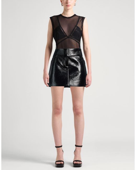 Courreges Black Mini Skirt Cotton, Polyurethane, Elastane