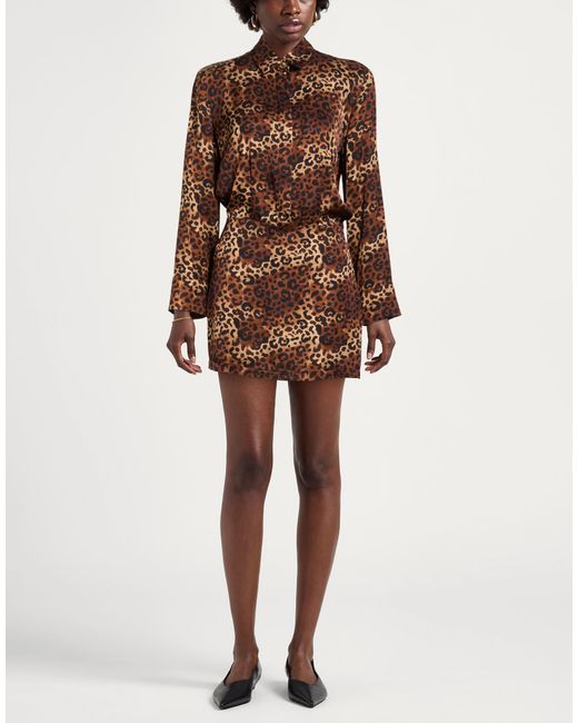 ViCOLO Brown Camel Mini Dress Viscose