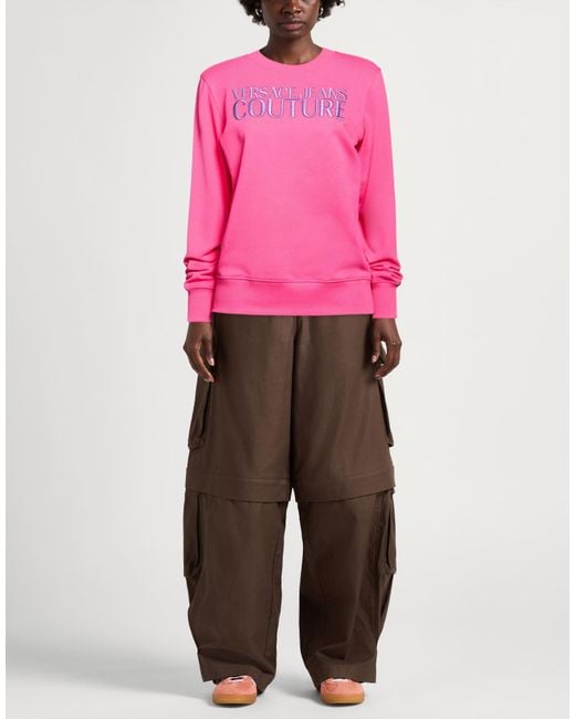 Versace Jeans Couture Pink Fuchsia Sweatshirt Cotton, Elastane