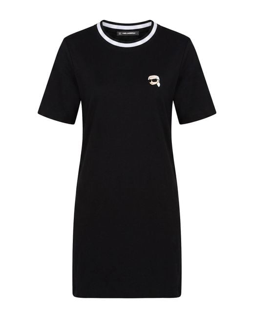 Karl Lagerfeld Black Mini Dress Modal, Polyester, Elastane