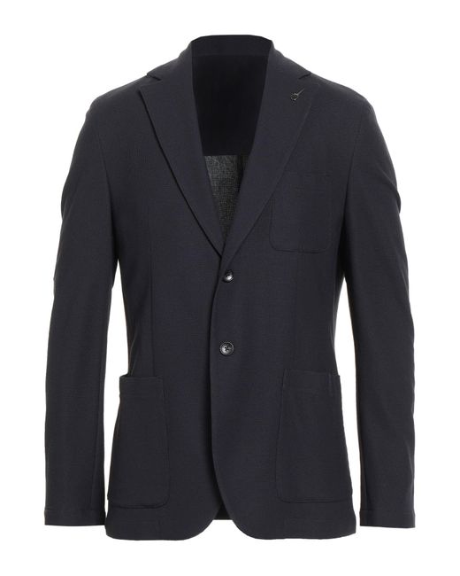 Paoloni Blue Blazer Cotton, Polyamide, Elastane for men