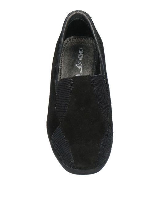 Cinzia Soft Black Loafers Textile Fibers