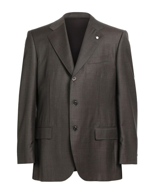 Luigi Bianchi Men's Black Dark Blazer Cotton