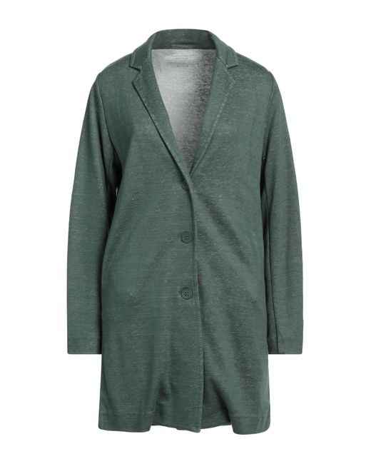 Majestic Filatures Green Overcoat & Trench Coat Linen