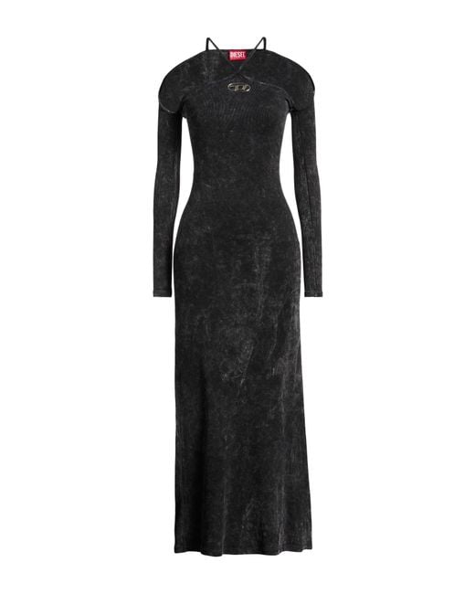 DIESEL Black Maxi Dress Cotton, Elastane