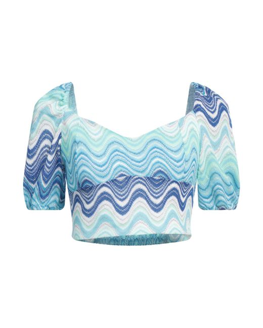 Mc2 Saint Barth Blue Light Top Polyester, Cotton, Viscose, Polyamide