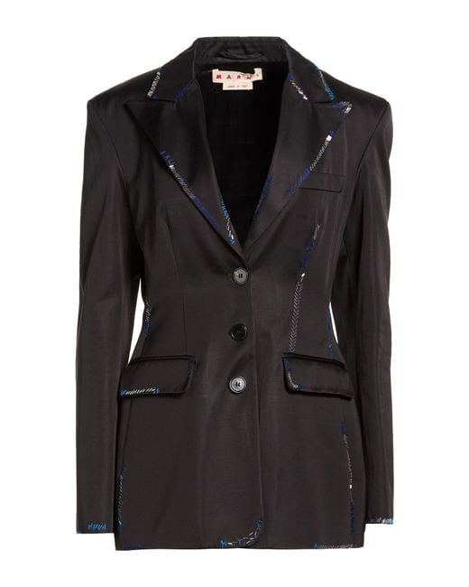 Marni Black Blazer Viscose, Cotton