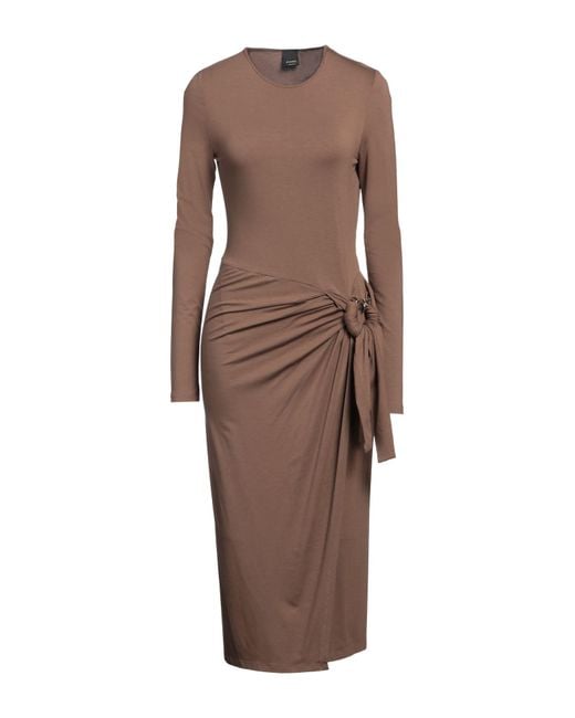 Pinko Brown Midi Dress Viscose, Elastane
