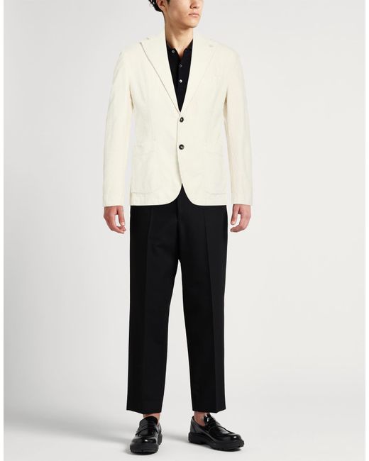 Manuel Ritz White Ivory Blazer Cotton, Elastane for men