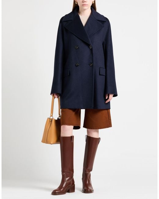Max Mara Blue Coat Virgin Wool