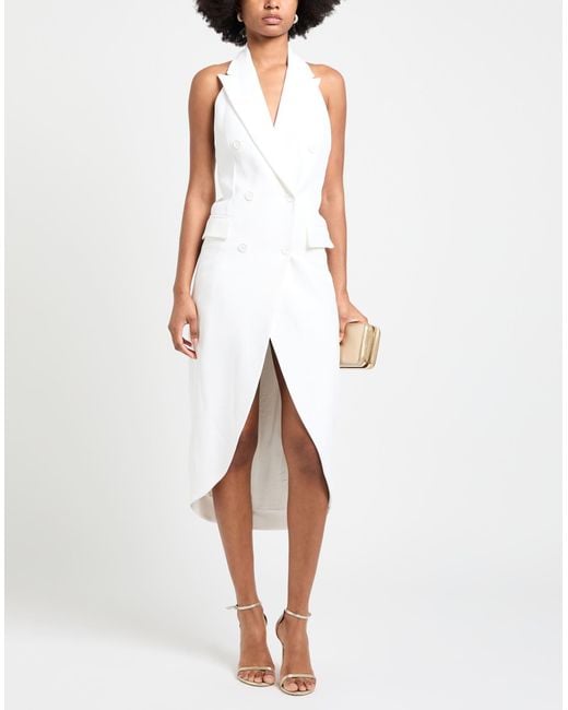Michael Kors White Midi Dress Acetate, Viscose