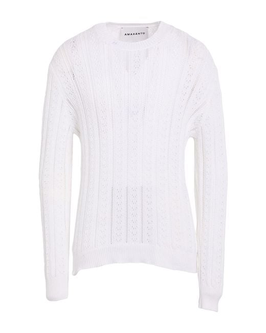Amaranto White Sweater Cotton, Polyester for men