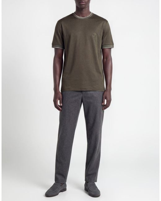 Giorgio Armani Green T-Shirt Cotton, Silk, Viscose, Polyester for men