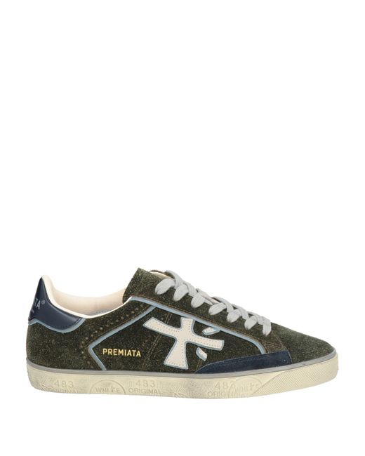 Premiata Green Military Sneakers Leather for men