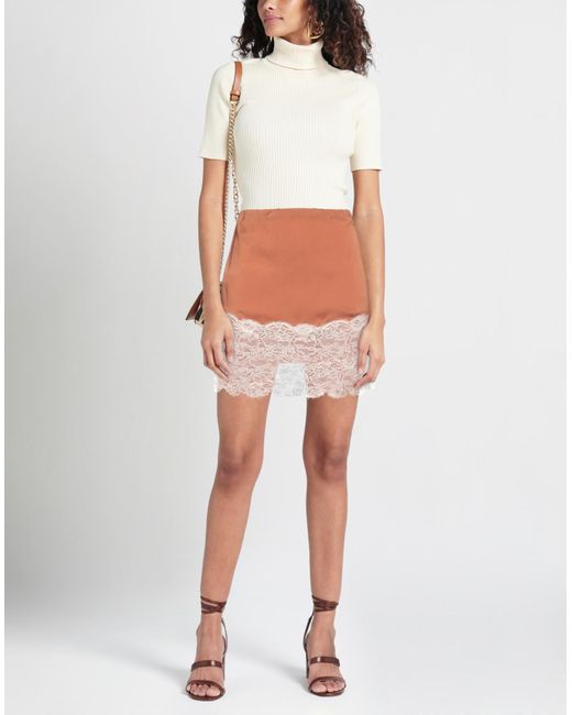 Aniye By Natural Tan Mini Skirt Polyester, Polyamide