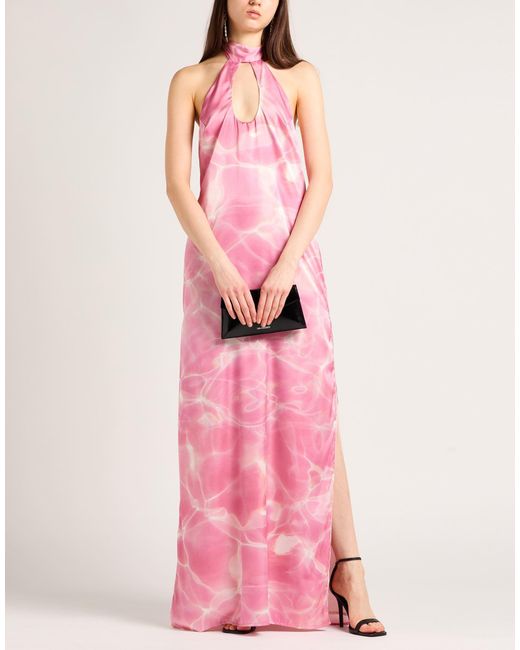 Amen Pink Maxi Dress Polyester, Elastane