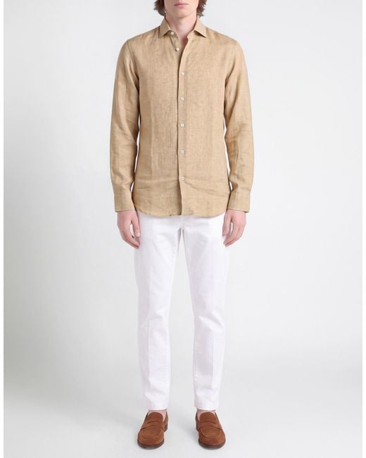 Moorer Natural Sand Shirt Linen for men