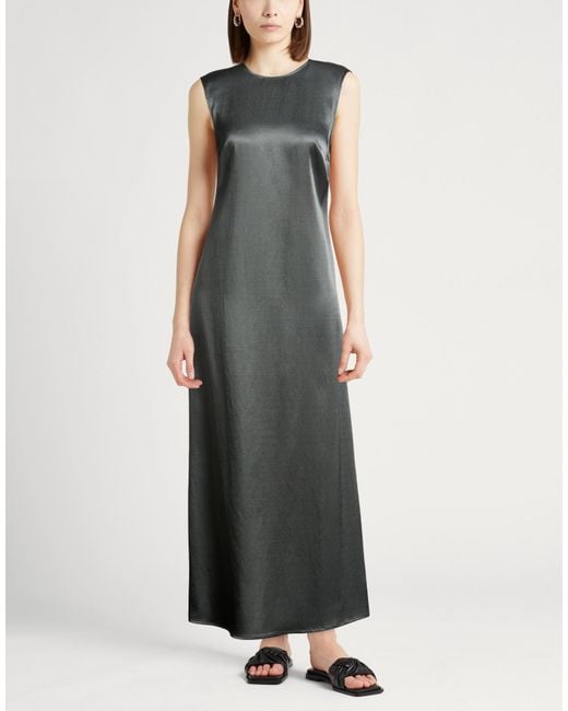 Alysi Gray Chocolat Dark Maxi Dress Viscose, Virgin Wool, Cotton