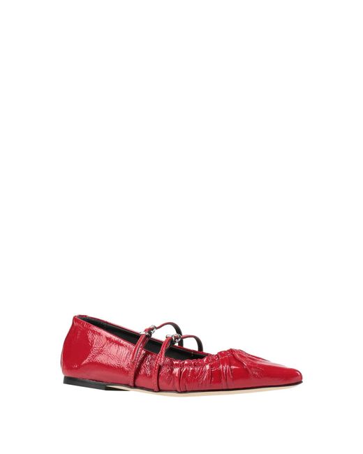 MSGM Red Ballet Flats Leather