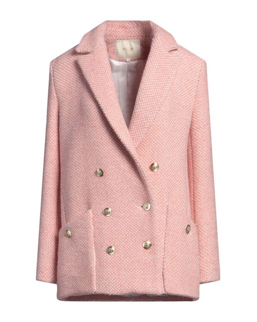 Maje Pink Blush Coat Polyester, Acrylic, Wool, Polyamide, Viscose