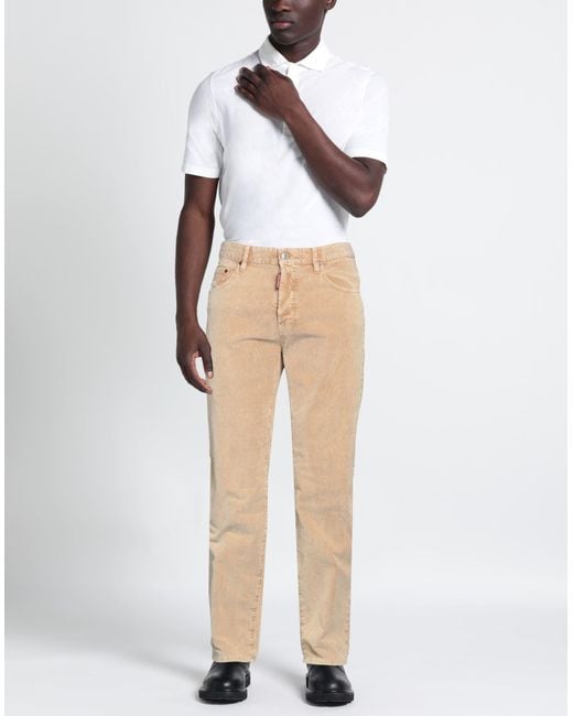 DSquared² Natural Pants Cotton, Elastane, Cow Leather for men