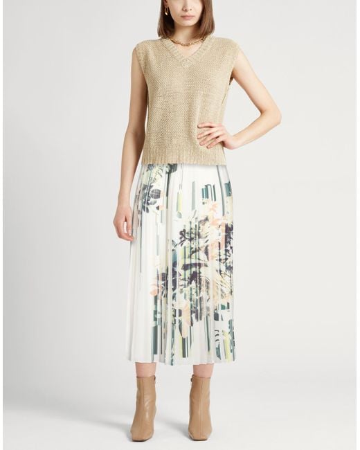 Agnona White Midi Skirt Polyester, Metal