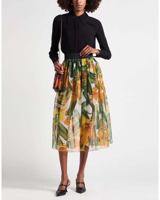 Dolce & Gabbana Green Midi Skirt Silk