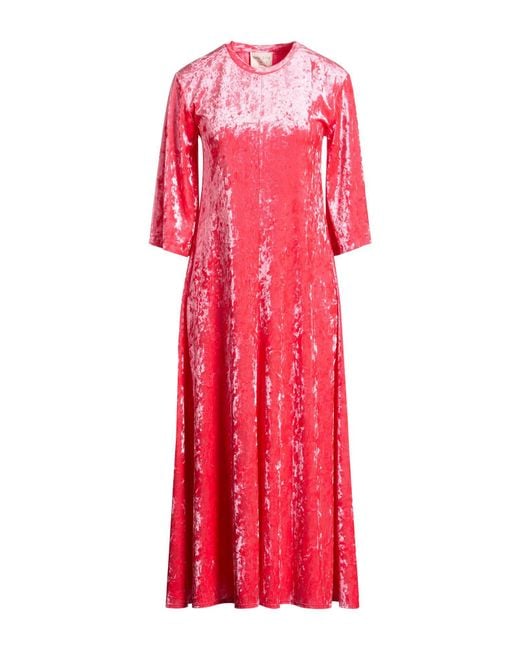 Forte_forte Red Midi Dress Polyester, Elastane
