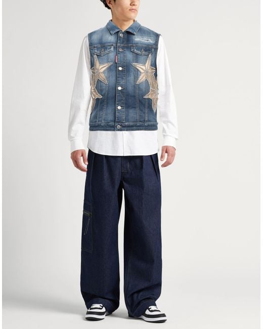 DSquared² Blue Denim Outerwear Cotton, Elastane, Polyamide for men