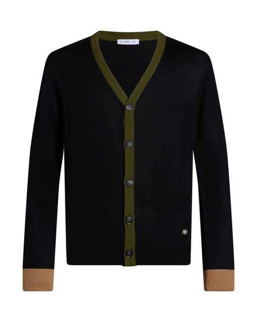 Manuel Ritz Black Cardigan Wool, Acrylic for men