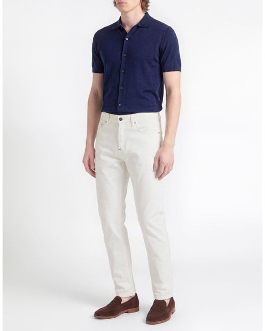 Isaia White Pants Cotton, Elastane for men
