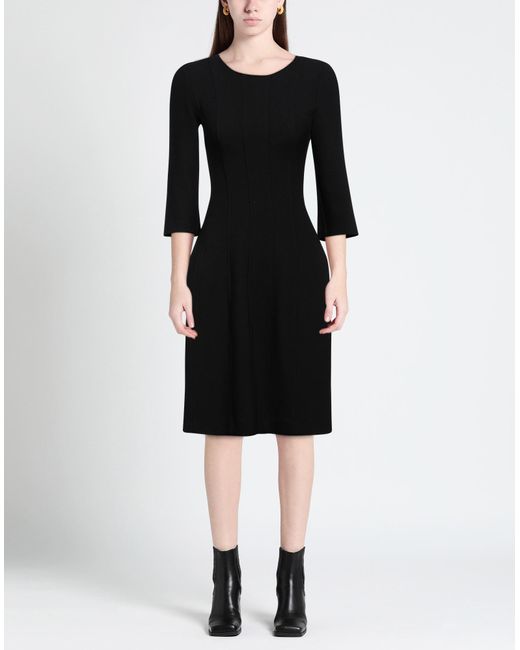 Twin Set Black Midi Dress Polyester, Wool, Elastane