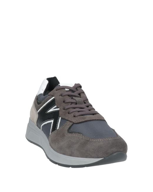 Nero Giardini Gray Lead Sneakers Leather, Textile Fibers for men