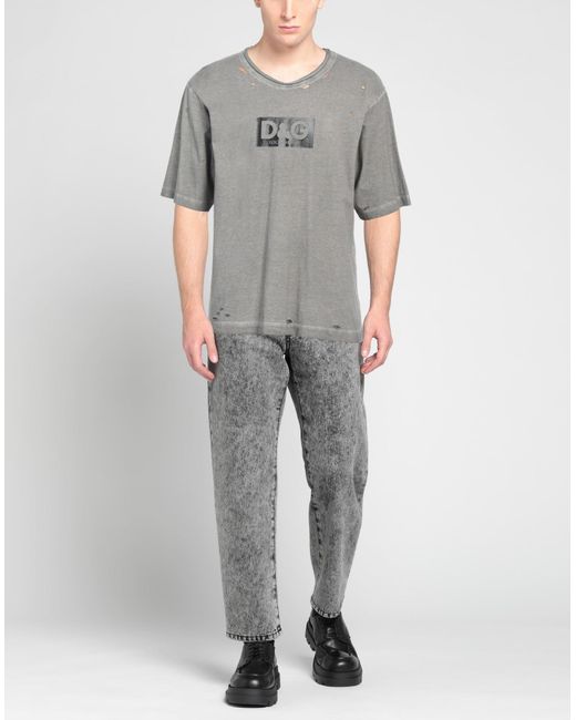 Dolce & Gabbana Gray Melange Cotton Oversize T-Shirt for men