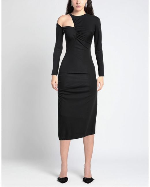 REVISE CONCEPT Black Midi Dress Polyester, Elastane