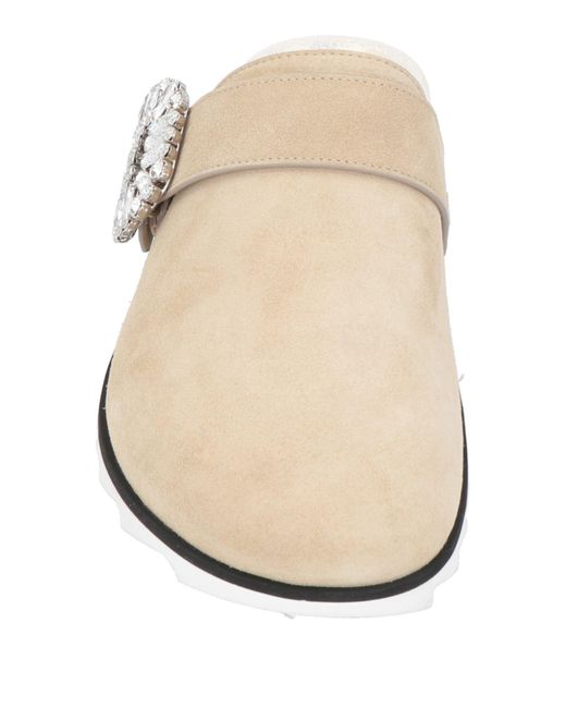 Roger Vivier White Sand Mules & Clogs Leather