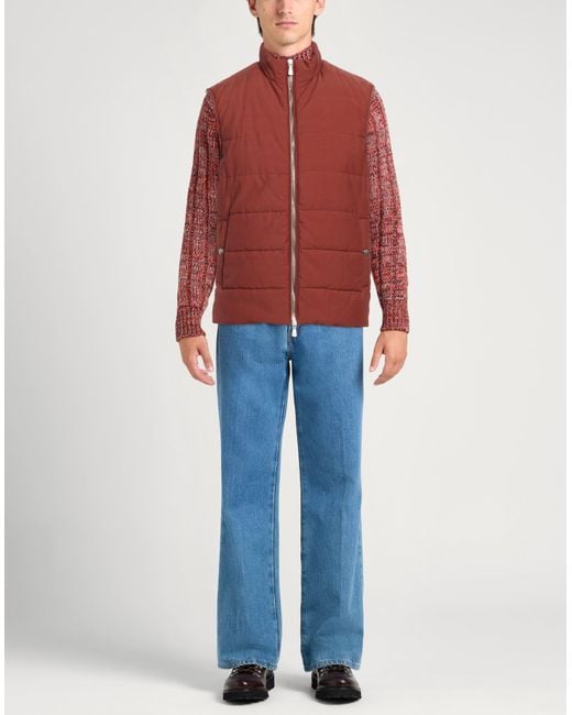 Eleventy Red Rust Vest Wool, Polyamide for men