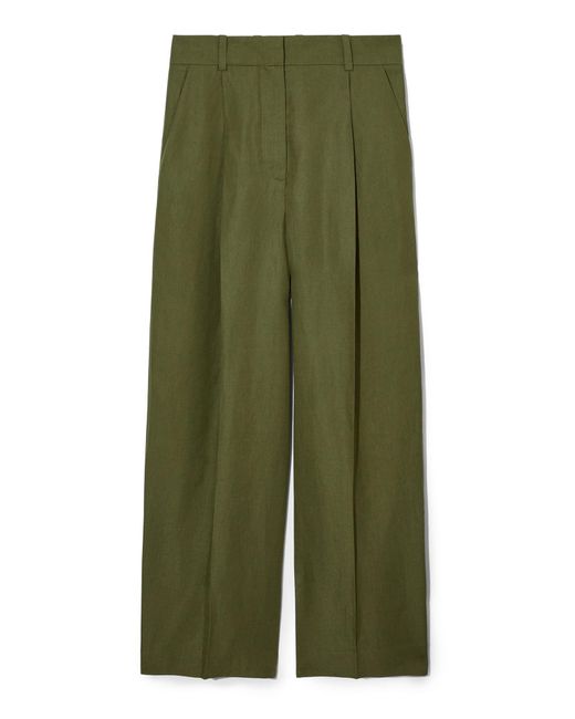 COS Green Tailored Linen-blend Trousers