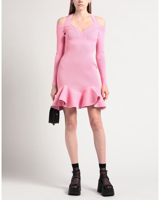 McQueen Pink Mini Dress Viscose, Polyester, Polyamide, Elastane