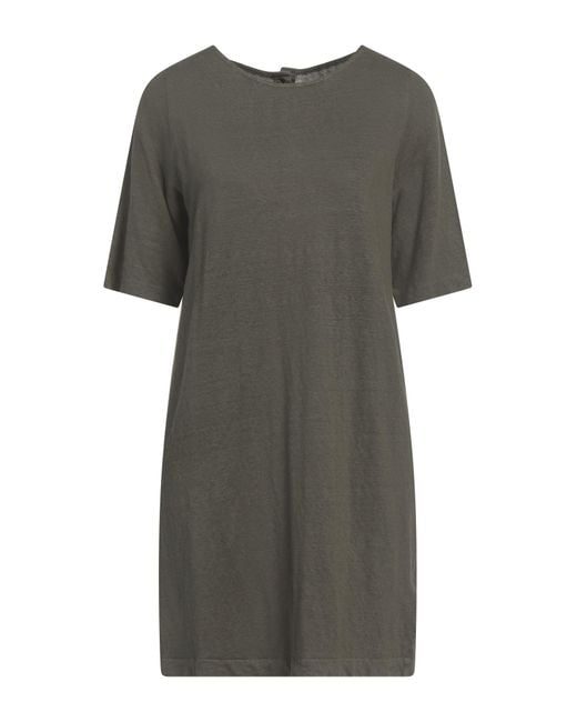 Majestic Filatures Gray Military Mini Dress Linen, Elastane