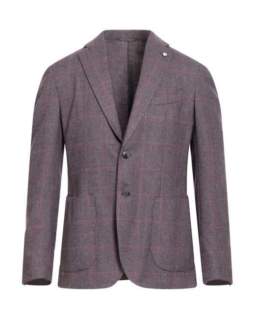 L.b.m. 1911 Purple Blazer Wool, Cotton, Polyamide, Polyester for men
