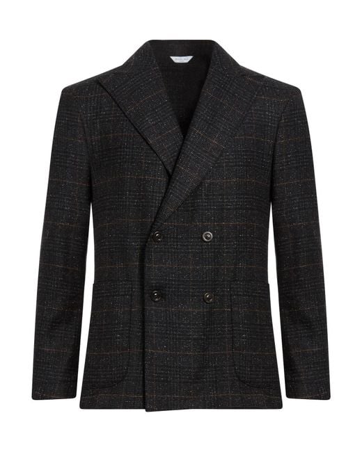 Boglioli Black Charcoal Blazer Virgin Wool, Polyamide, Silk, Polyester, Elastane for men