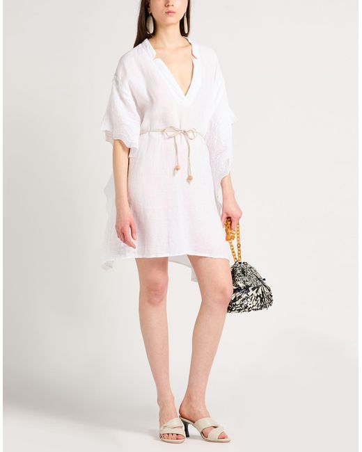 120% Lino White Mini Dress Linen