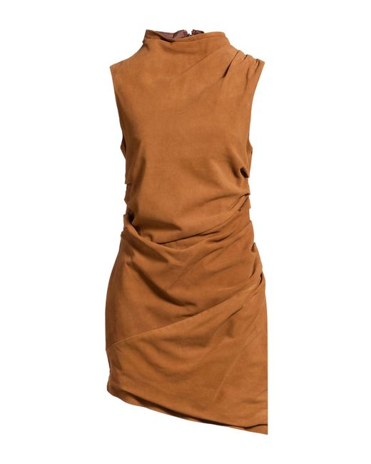 GIUSEPPE DI MORABITO Brown Camel Mini Dress Leather
