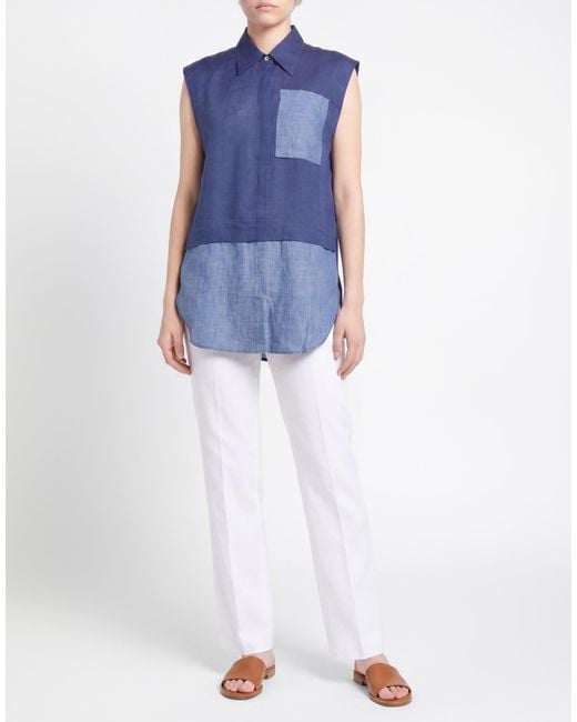 Moorer Blue Shirt Linen