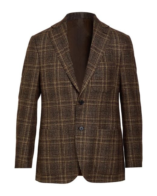 Caruso Brown Blazer Wool, Linen, Cashmere for men